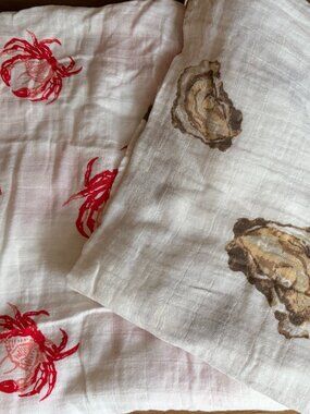 Lot of 2 Baby Blankets Crab and Oyster Little Hometown Maryland